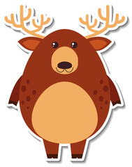 Chubby deer animal cartoon sticker