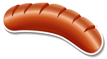 Grilled sausage in cartoon style