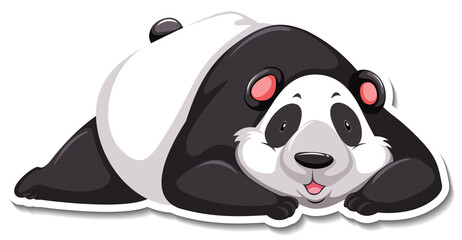Panda bear lying cartoon character sticker
