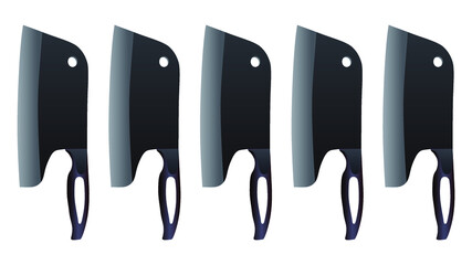 set of Large sharp cleaver knife isolated on white background, cleaver knives, chef knife