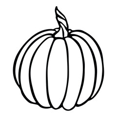 Vector hand drawn illustration of pumpkin. Isolated object on white background. Vegetable harvest clip art.  Farm market product. Elements for autumn design, decoration.