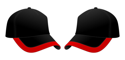 Black Trucker Cap With Red Trim Brim Cap Design On White Background