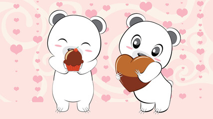 Couple of White bears with hearts card