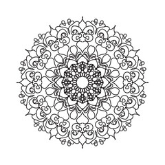 Black and white mandala with floral pattern. Coloring page.