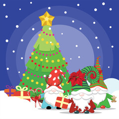 Nordic gnome with Christmas tree