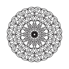 Black and white mandala with floral pattern. Coloring page.
