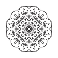 Black and white mandala with floral pattern. Coloring page.