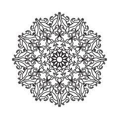 Black and white mandala with floral pattern. Coloring page.