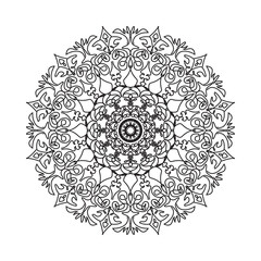 Black and white mandala with floral pattern. Coloring page.