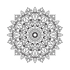 Black and white mandala with floral pattern. Coloring page.