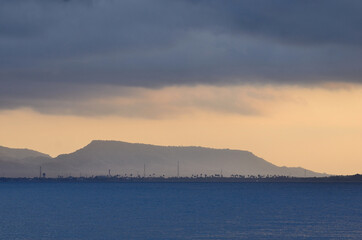 Amazing sunrise view of Bali Straits in Indonesia. 