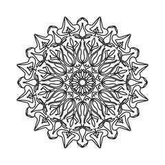 Black and white mandala with floral pattern. Coloring page.