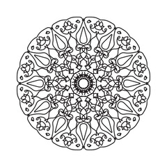 Black and white mandala with floral pattern. Coloring page.