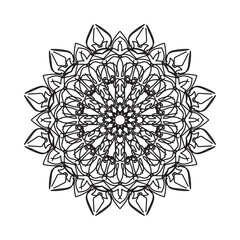 Black and white mandala with floral pattern. Coloring page.