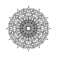 Black and white mandala with floral pattern. Coloring page.