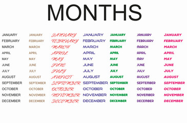 12 Months Of The Year, Cute illustration of Months Of The Year.