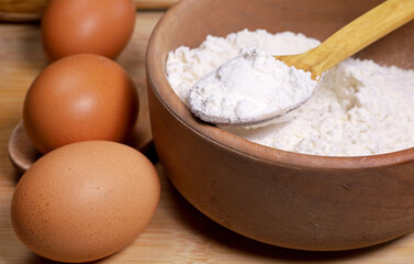 ingredients for baking with flour  and eggs