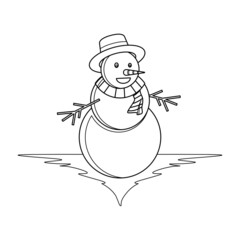 Snowman Line Art Design for Coloring Book