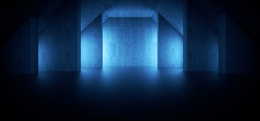 Advanced background High end scenario concrete wall 3D rendering booth Exhibition hall