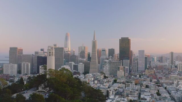 Aerial daytime video footage of San Francisco, California, USA.