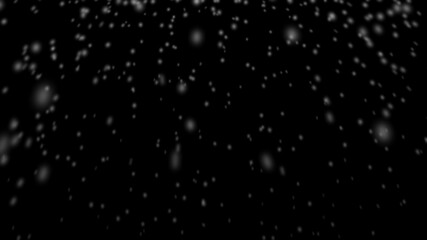 Falling real snowflakes on black background. White snow falling down on black background. Falling snowflakes isolated on black background - Design element.

