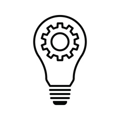 innovation icon. Light bulb and cog inside. Premium quality graphic design elemen color editable
