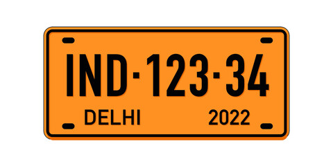 Delhi car plate, license registration plate design for city souvenir.