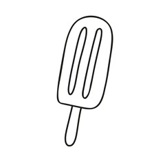 Ice cream in doodle style. Vector hand drawn black line design element. Summer sweet illustration. For brochures, banner, restaurant menu and market.