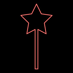 Neon magic wand red color vector illustration image flat style