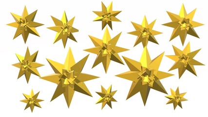 golden yellow stars white background3d illustration