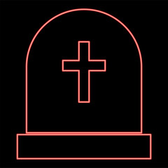 Neon tomb stone red color vector illustration image flat style