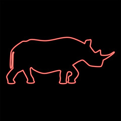 Neon rhinoceros red color vector illustration image flat style