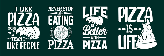 Fototapeta premium Pizza typography t shirt design bundle