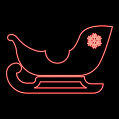 Neon sleigh santa claus red color vector illustration image flat style