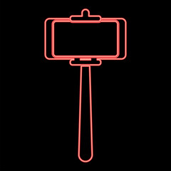 Fototapeta premium Neon stick holder for selfie red color vector illustration image flat style