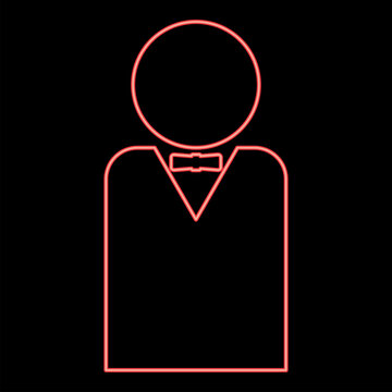 Neon man with bow tie red color vector illustration image flat style