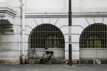 bicycle in front of a building