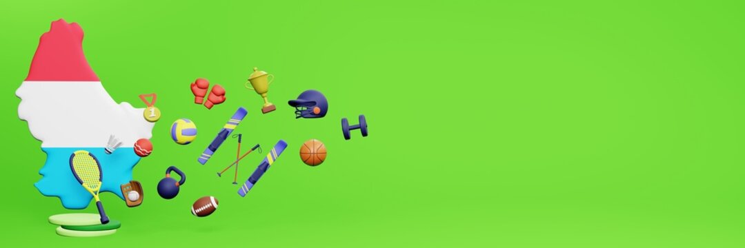 3d rendering of sports equipment in Luxembourg for website cover