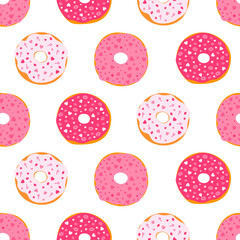 Seamless pattern donuts Valentine's day vector illustration