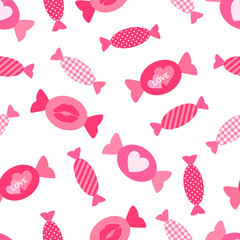 Seamless pattern Valentine's day candy caramel vector illustration