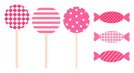 Pink candy caramel vector illustration. Lollipop Valentine's day.