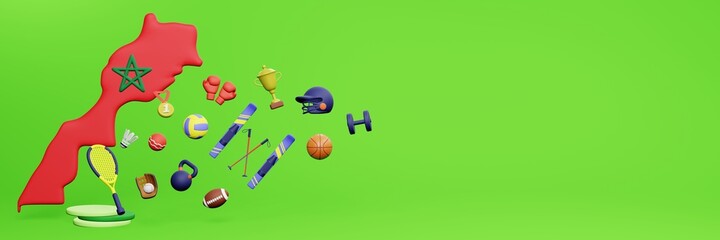 3d rendering of sports equipment in Morocco for website cover