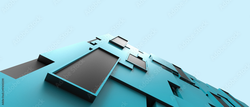 Poster architecture background and geometric shape for technology digital concept with folding creative des