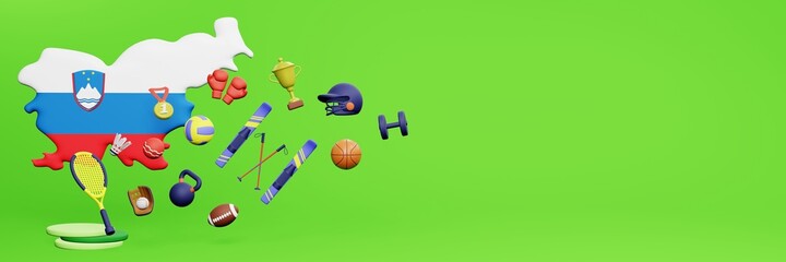 3d rendering of sports equipment in Slovenia for website cover