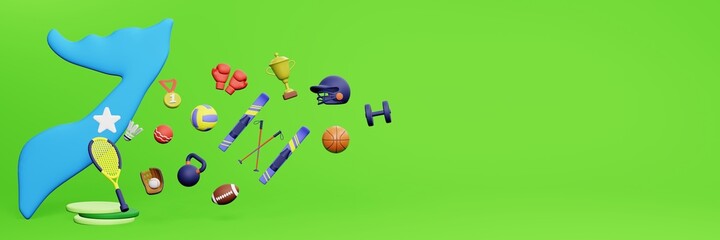 3d rendering of sports equipment in Somalia for website cover