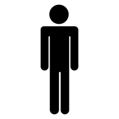 Fototapeta na wymiar Man icon. Black human silhouette. Flat art. Freehand design. App sign. Standing person. Vector illustration. Stock image. EPS 10.