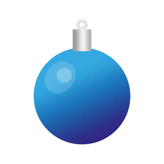 Blue christmas ball. Decorative element. Cartoon style. Holiday time. Art design. Vector illustration. Stock image. EPS 10.