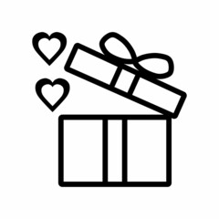 Open box icon with heart. Festive box. Flat. Vector illustration