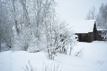 old barn in winter