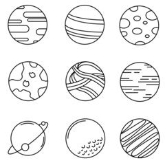 set about icons space planets in the sky
